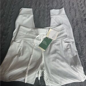 HALARA White and Black Pinstriped Lounge Pants